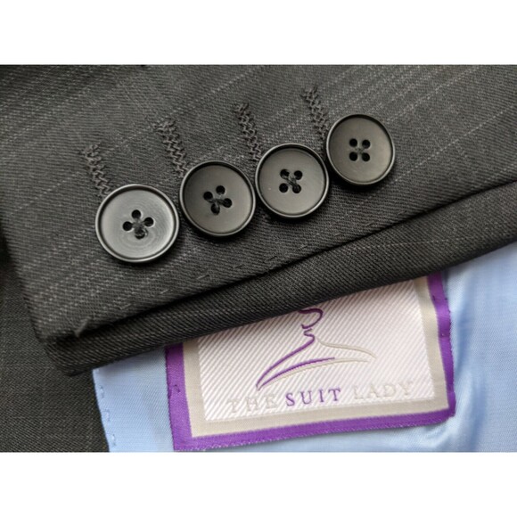 56 46L Prince of Wales gray black Check Ticket pocket Wool Tweed Blazer Jacket